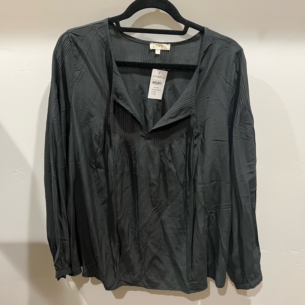 NWT Bohme Hunter Green Blouse